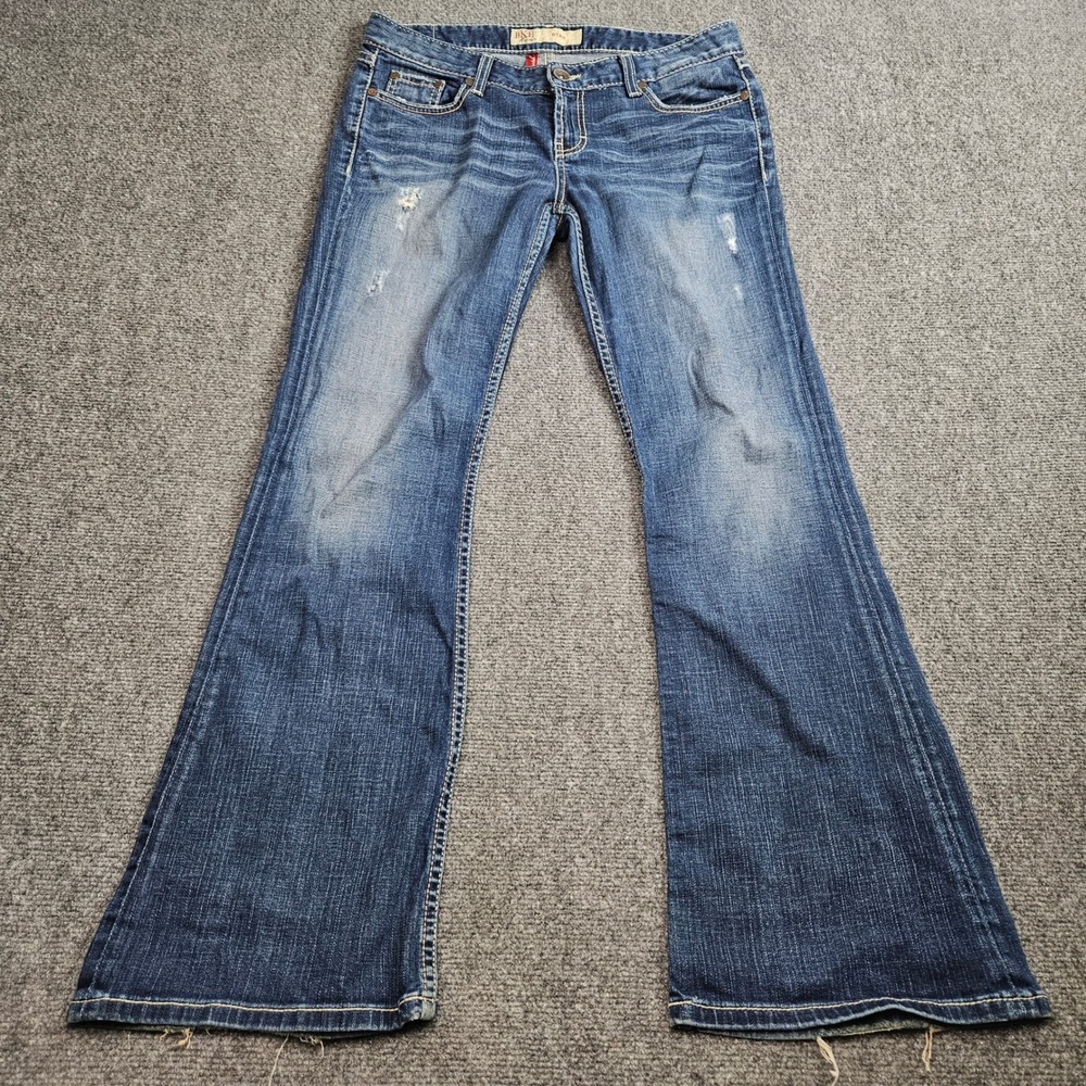 BKE Star Flare Jeans Womens 30x31.5 Blue Distressed Embroidered Y2K Boho